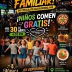 niños bailando y comiendo gratis en restaurante familiar de Rosarito Beach